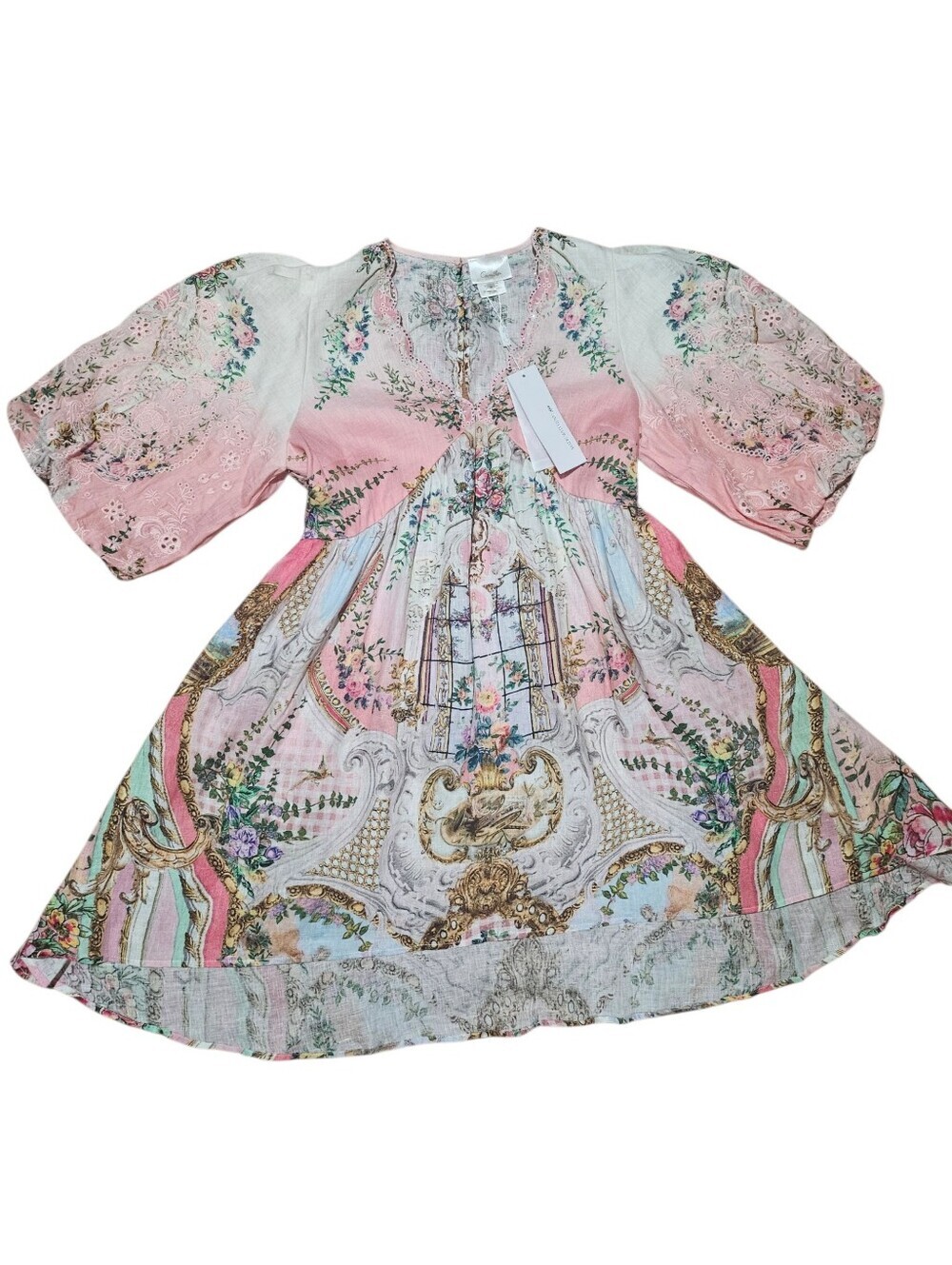 Camilla Lisbon Lullaby Puff Sleeve V Neck Short Dress Medium - Picture 3 of 12
